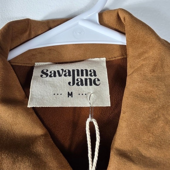 Savanna Jane Womens Suede Fringe Embroidered Geometric Boho Jacket Medium - Picture 2 of 6